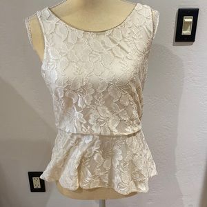 NWOT Express Lace Peplum Top, Size M, Off White